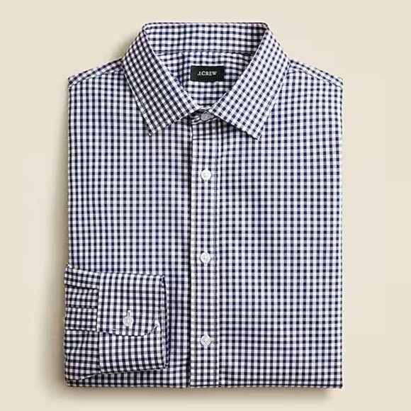 J. Crew Mens Tall Bowery Wrinkle Free Stretch Cotton Shirt Spread Collar LT NWOT - Picture 1 of 6